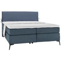 BOXSPRING POSTELJA 200 cm   x 200 cm  , tekstil modra, temno modra  - modra/črna, Design, kovina/tekstil (200/200cm) - Hom`in