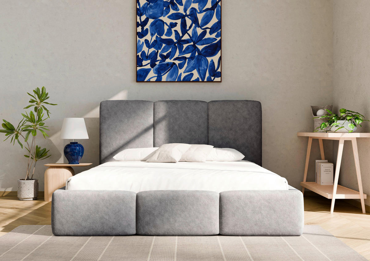 POLSTERBETT Lattenrost, Bettkasten 140/200 cm  in Graphitfarben  - Schwarz/Graphitfarben, Design, Holz/Textil (140/200cm) - Boxxx