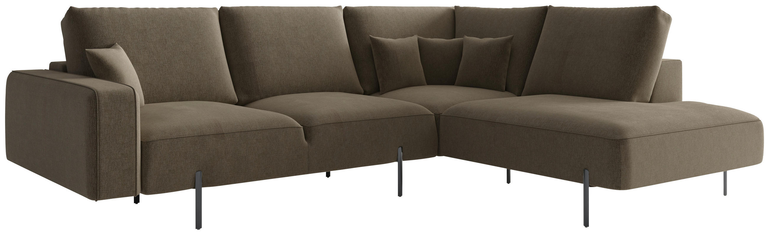 ECKSOFA  Flachgewebe Braun  - Schwarz/Braun, Design, Textil/Metall (280/223/223cm) - Livetastic