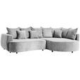 ECKSOFA Hellgrau Chenille  - Hellgrau/Schwarz, Design, Kunststoff/Textil (307/194cm) - Carryhome