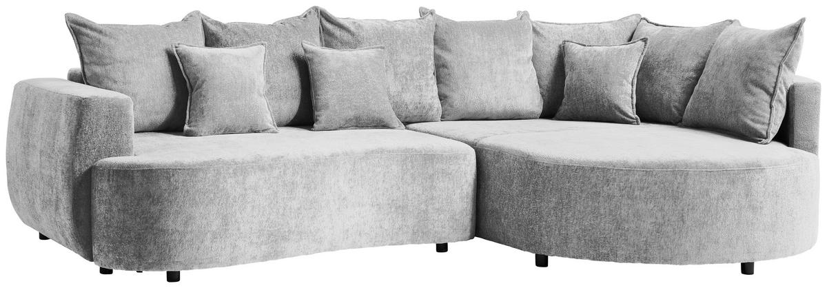 ECKSOFA in Chenille Hellgrau  - Hellgrau/Schwarz, Design, Kunststoff/Textil (307/194cm) - Carryhome