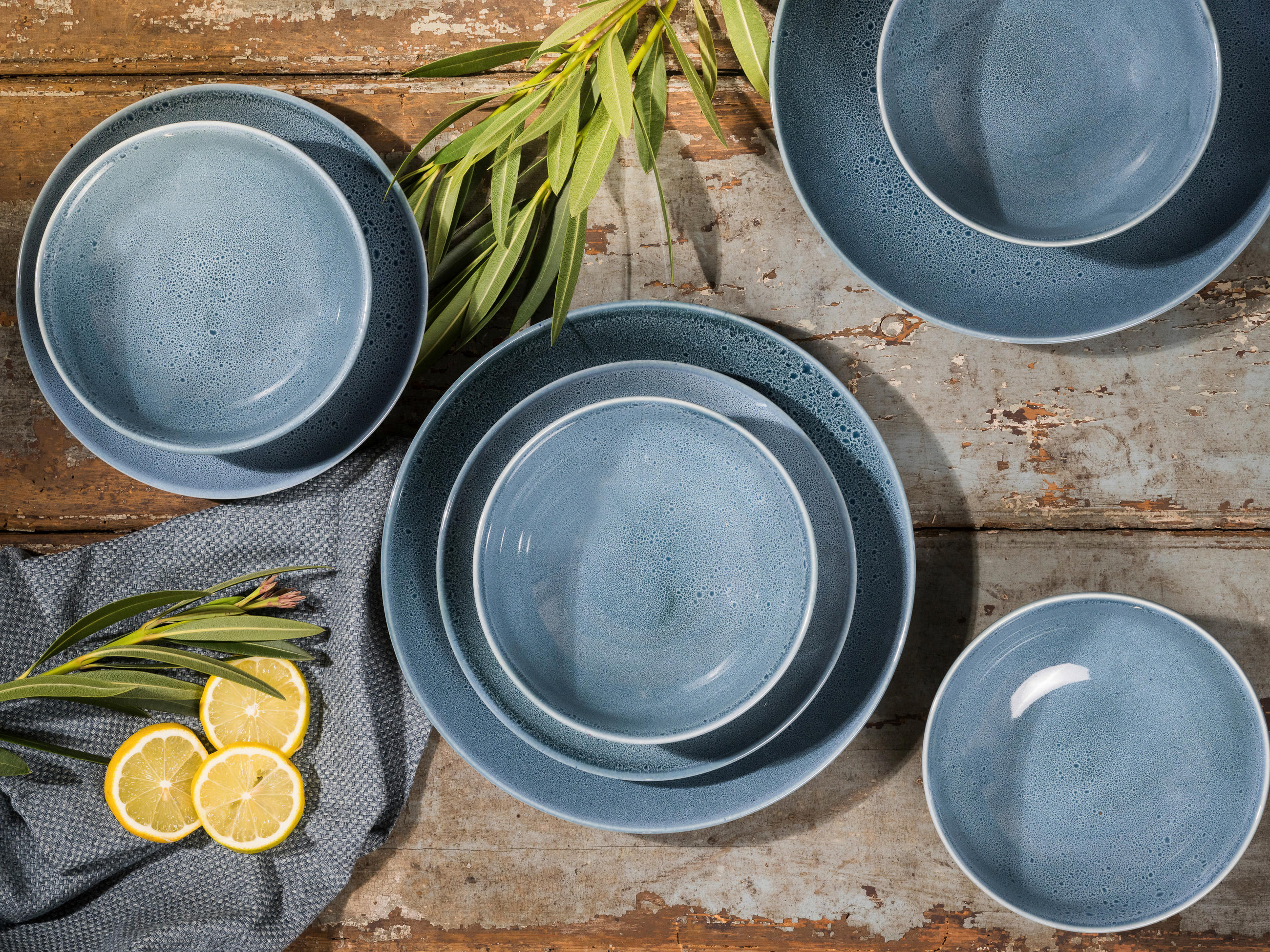 TAFELSERVICE Blau 12-teilig  - Blau, Keramik (31/31/38cm) - Creatable