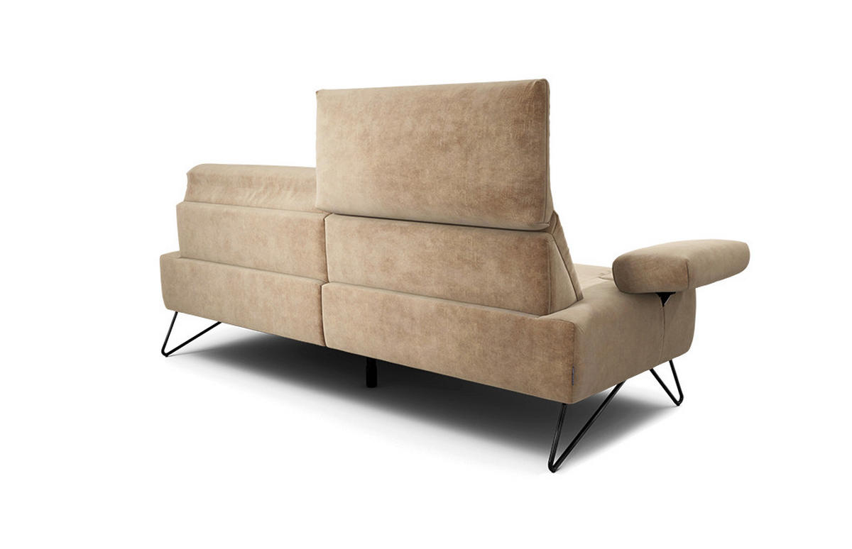 2,5-SITZER Samt Sandfarben  - Sandfarben/Schwarz, Design, Textil/Metall (204-234/85/86-94cm) - SENSOO