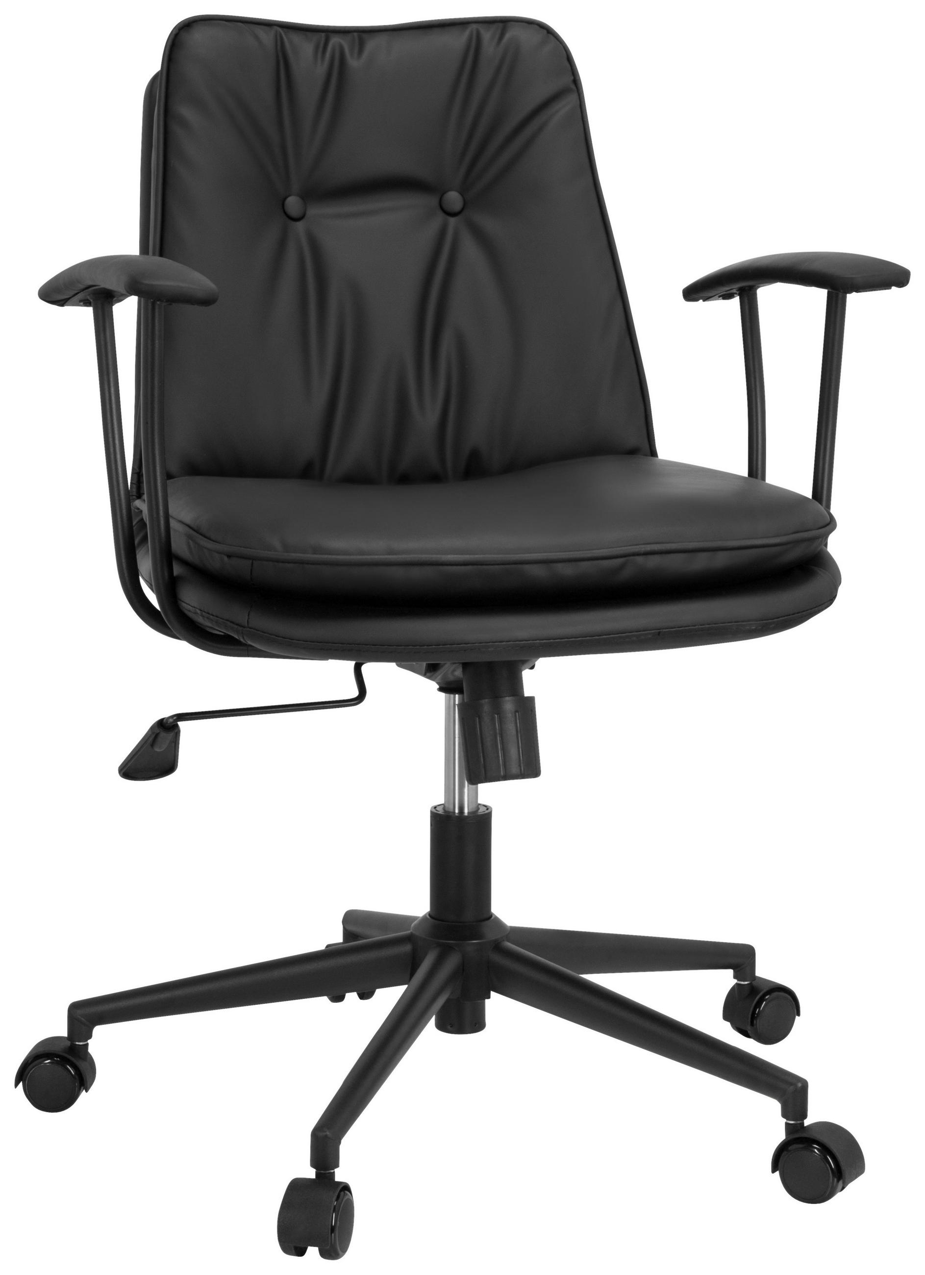 DREHSTUHL Lederlook Schwarz  - Schwarz, Basics, Kunststoff/Textil (59/84/59cm) - MID.YOU