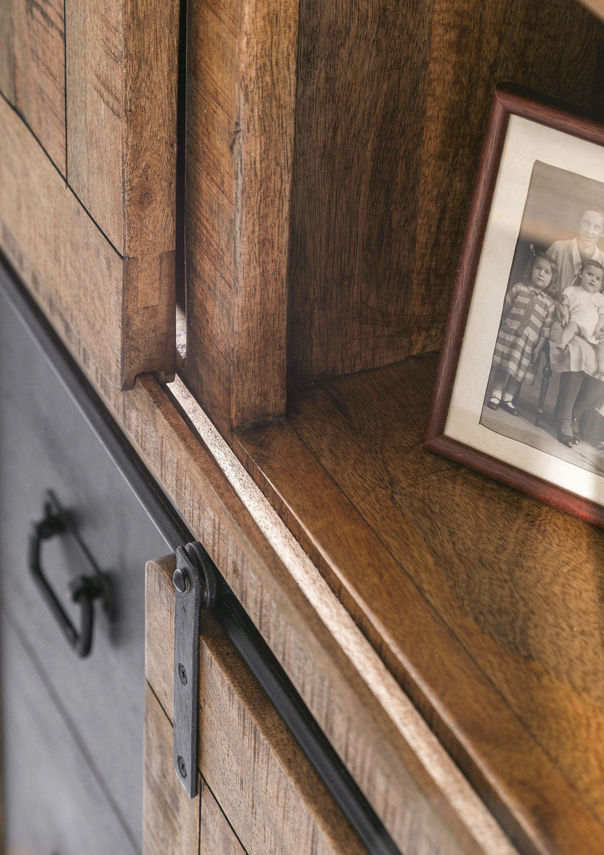 HIGHBOARD  in 95/145/45 cm  - Schwarz/Naturfarben, ROMANTIK / LANDHAUS, Holz/Metall (95/145/45cm) - Landscape