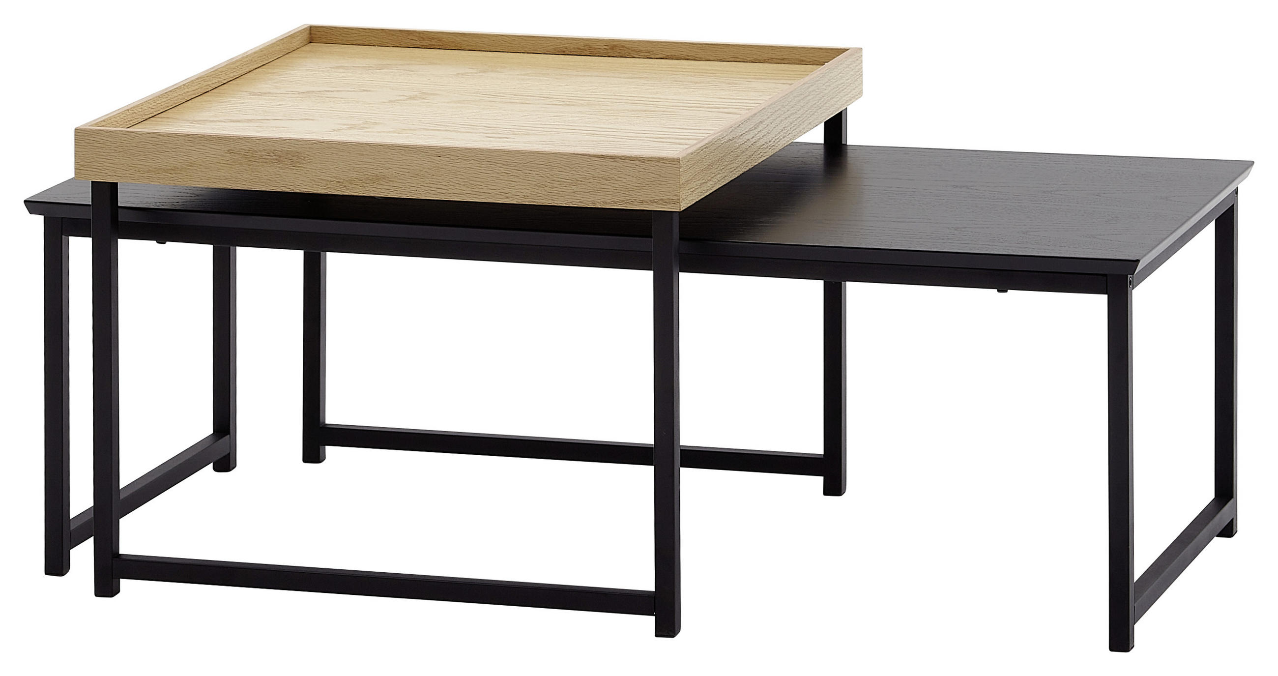 SATZTISCH Schwarz, Eichefarben  - Eichefarben/Schwarz, MODERN, Metall (110/37/48cm) - MID.YOU