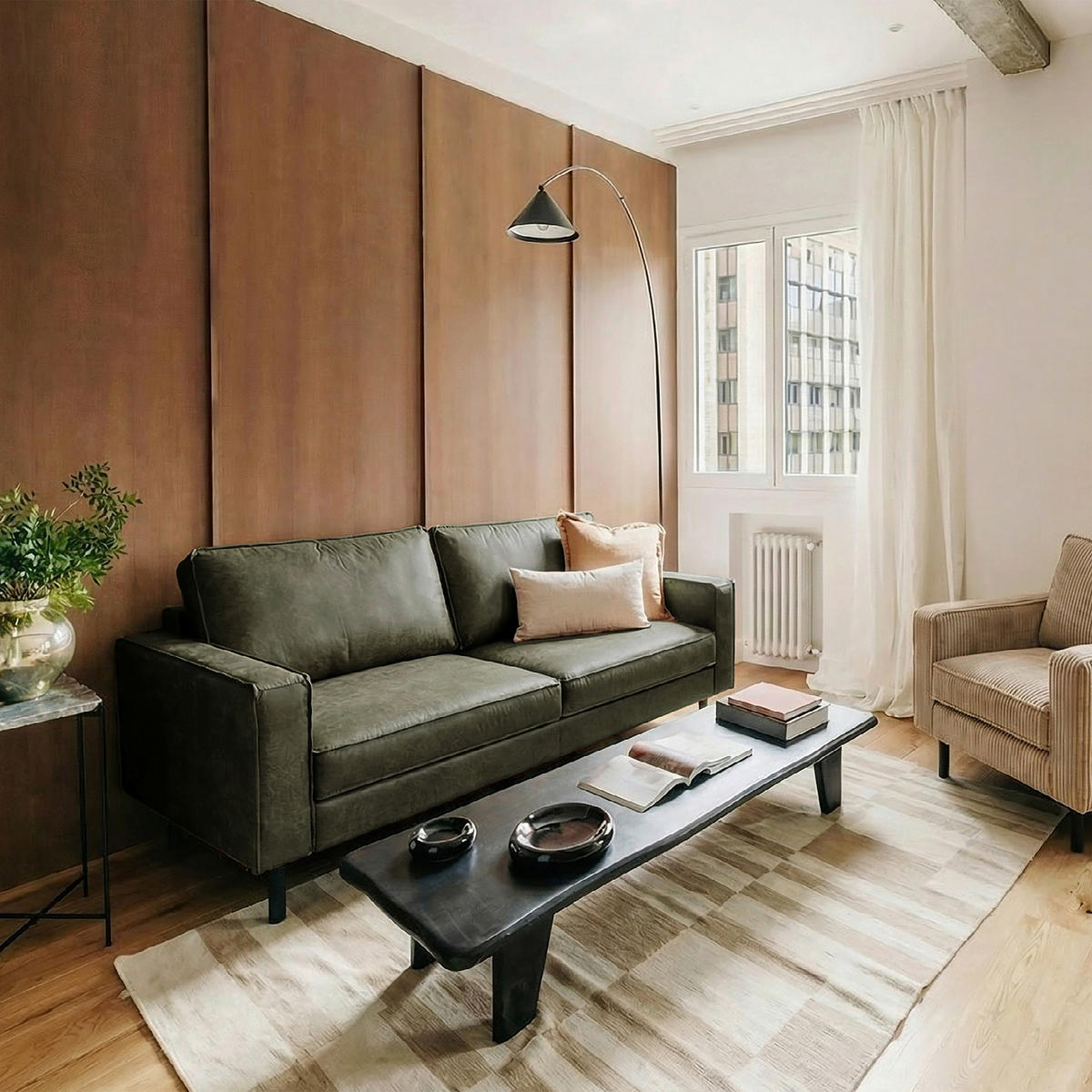 3-SITZER-SOFA Echtleder Lederlook Grün  - Schwarz/Grün, Design, Leder/Textil (188/85/92cm) - Livetastic