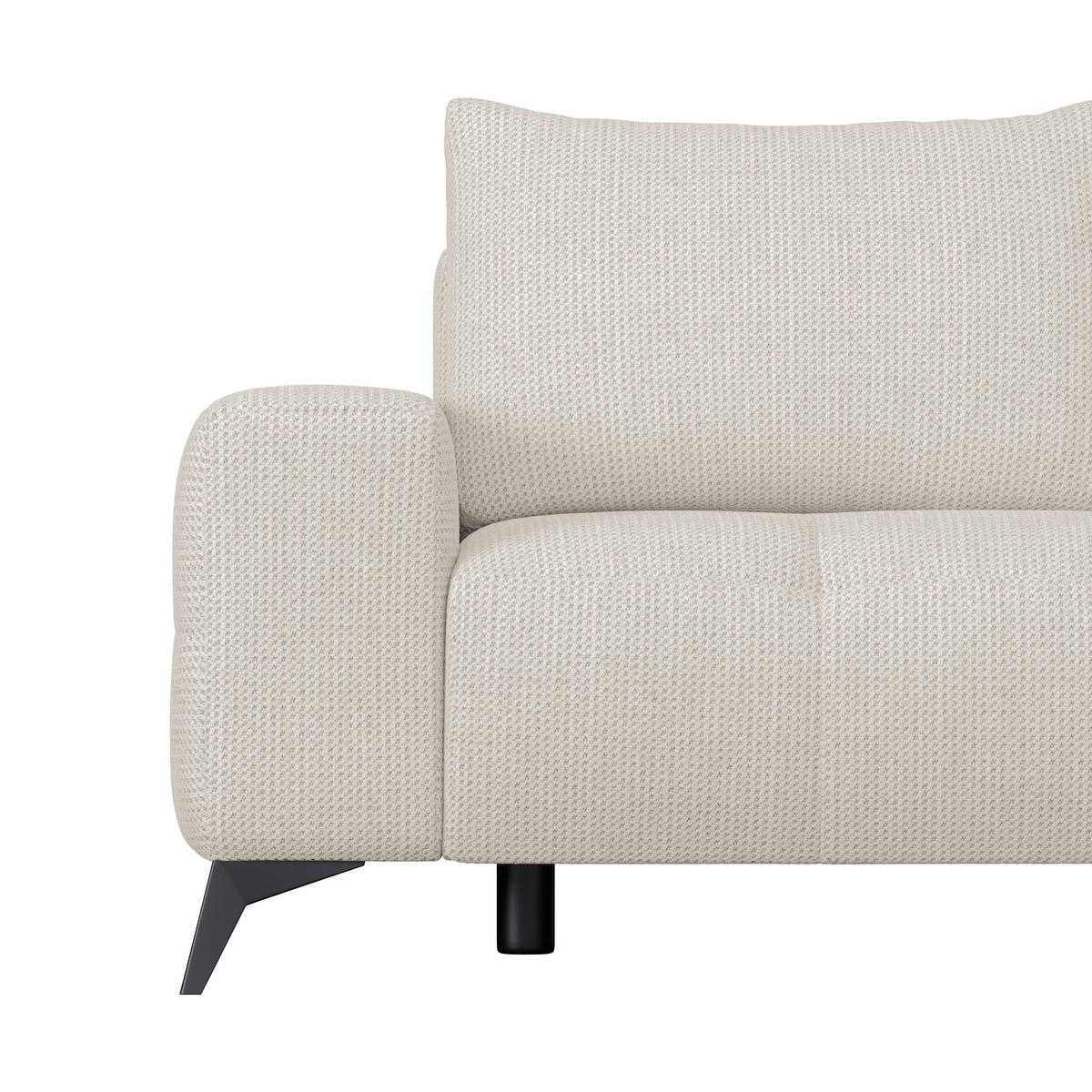 ECKSOFA MAURO Perlmutt Flachgewebe  - Perlmutt/Schwarz, Trend, Textil/Metall (290/175cm) - MID.YOU