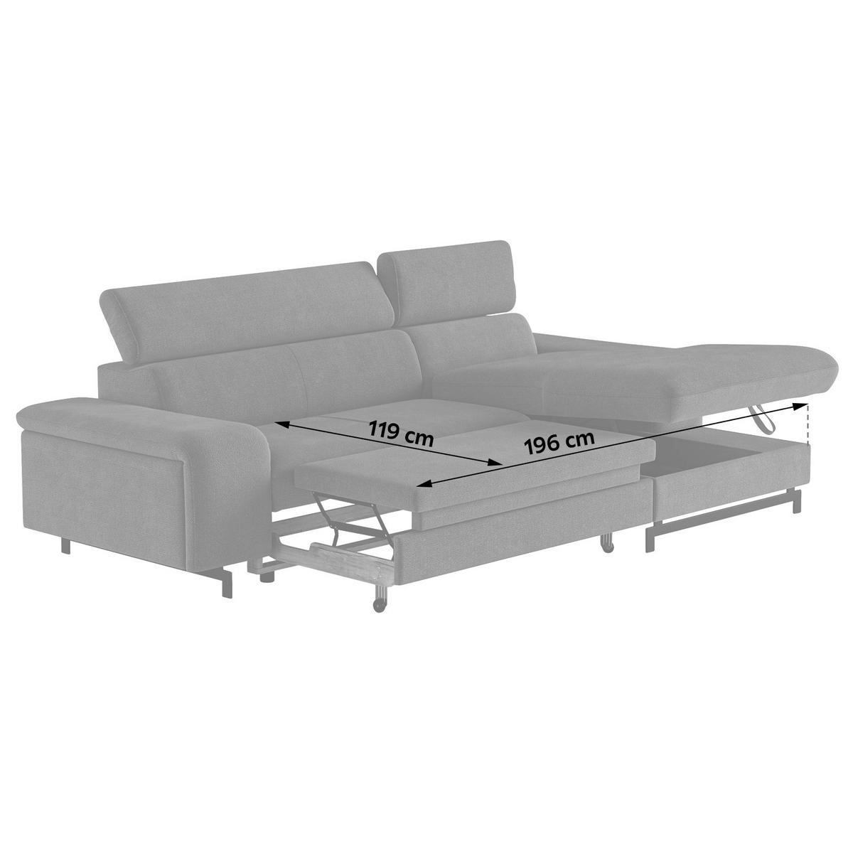 ECKSOFA in Chenille Blau  - Blau/Schwarz, Textil/Metall (267/165cm) - MID.YOU