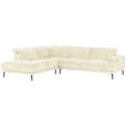 ECKSOFA Creme Chenille Kopfteilverstellung, Sitztiefenverstellung  - Creme/Schwarz, Design, Textil/Metall (243/307cm) - Xora