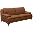 2,5-SITZER Cognac Echtleder  - Cognac/Schwarz, Design, Leder/Metall (212/92/98cm) - Novel