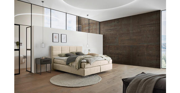BOXSPRINGBETT 160/200 cm,  in Creme, Topper, Matratzen, H2 + H2 = mittel  - Creme/Schwarz, Design, Kunststoff/Textil (160/200cm) - Dieter Knoll