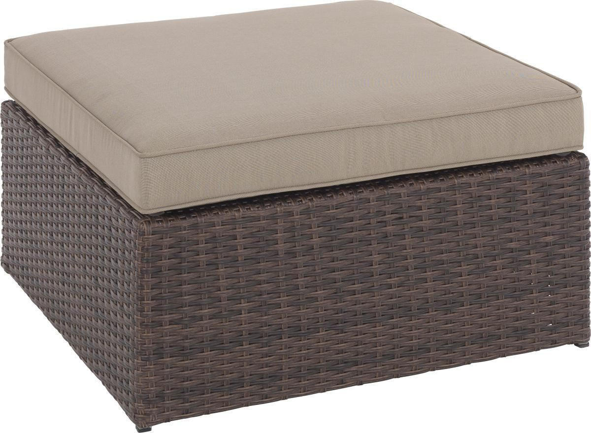 TABURET LOUNGE in metal, plastic, sticlă, textil maro, bej  - maro/bej, Romantik / Landhaus, plastic/sticlă (70/31/70cm) - Ambia Garden