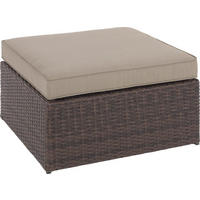TABURET LOUNGE in metal, plastic, sticlă, textil maro, bej  - maro/bej, Romantik / Landhaus, plastic/sticlă (70/31/70cm) - Ambia Garden