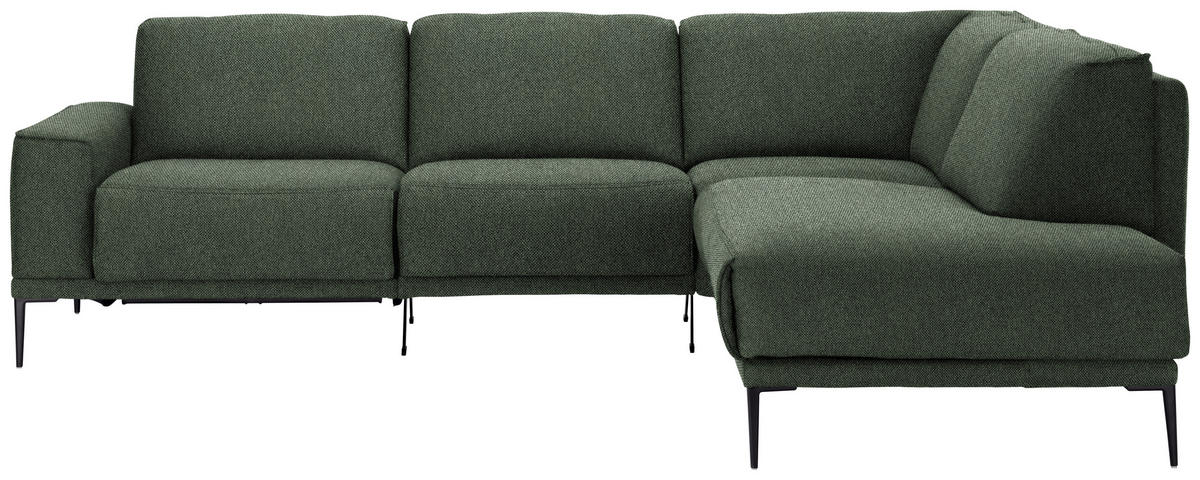 ECKSOFA Flachgewebe Grün  - Schwarz/Grün, Design, Textil/Metall (260/210cm) - Johann Jakob