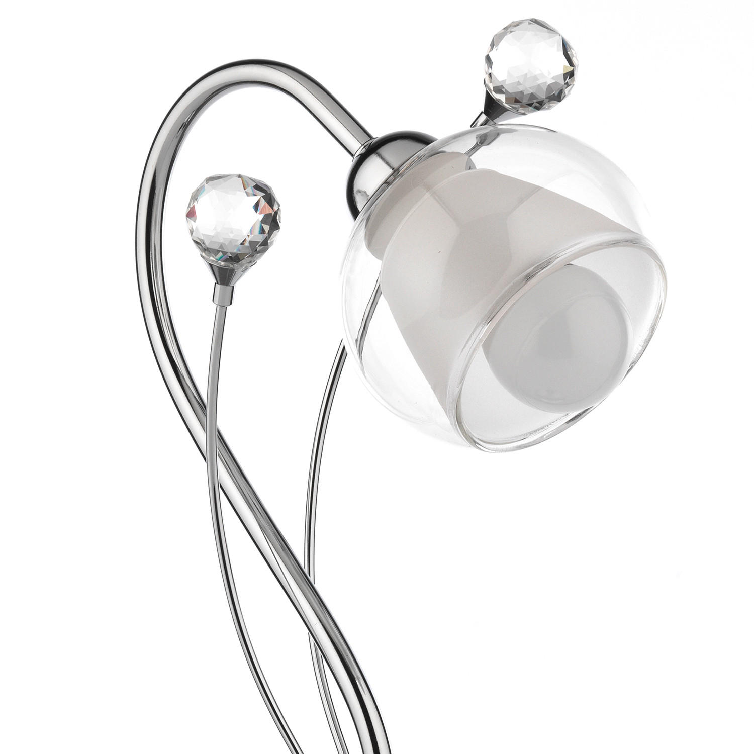 TISCHLEUCHTE 23/35 cm   - Chromfarben, KONVENTIONELL, Glas/Metall (23/35cm)