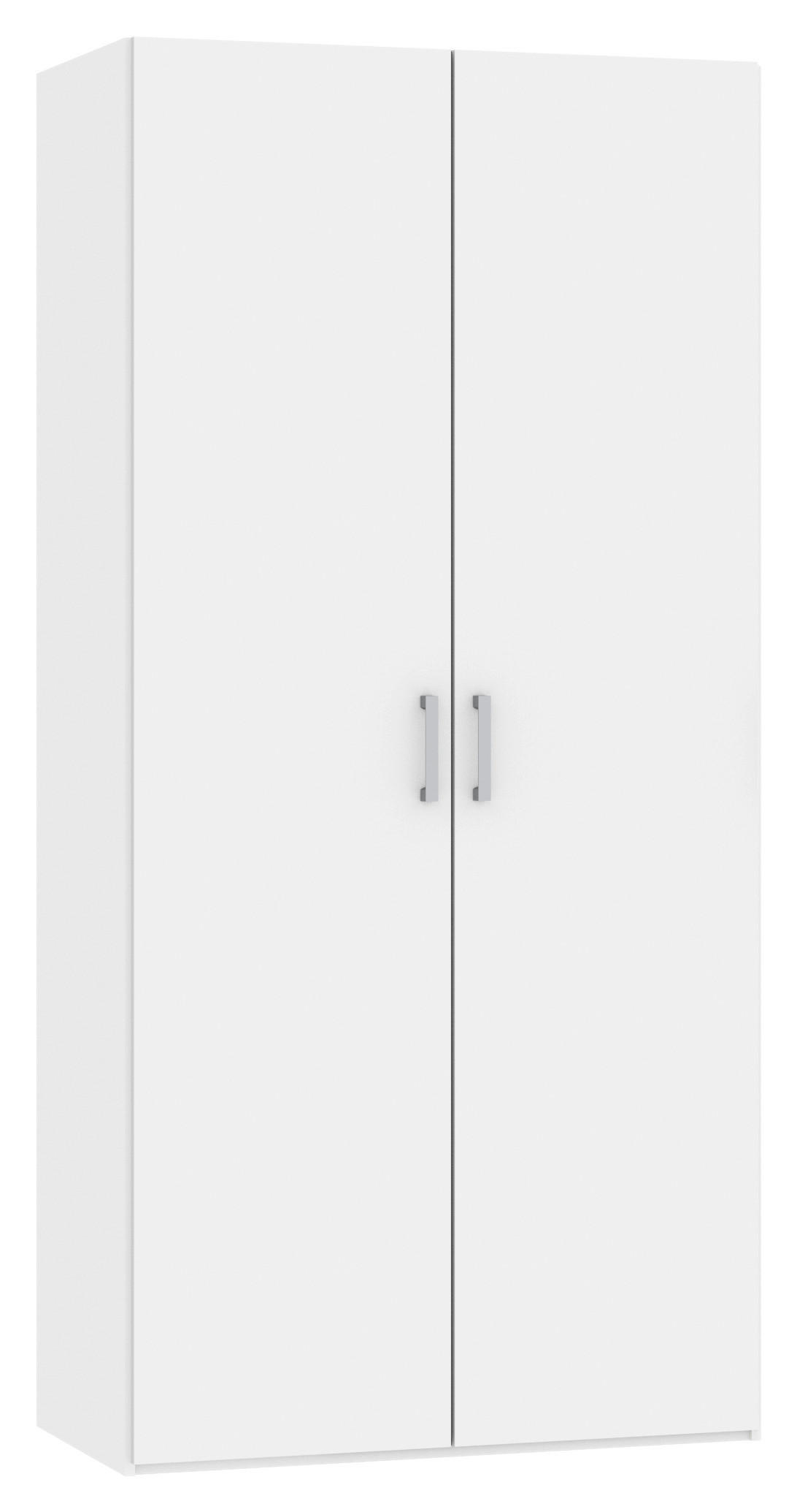 DREHTÜRENSCHRANK  in Weiß  - Chromfarben/Weiß, Design, Holzwerkstoff (102/215/59cm) - Carryhome