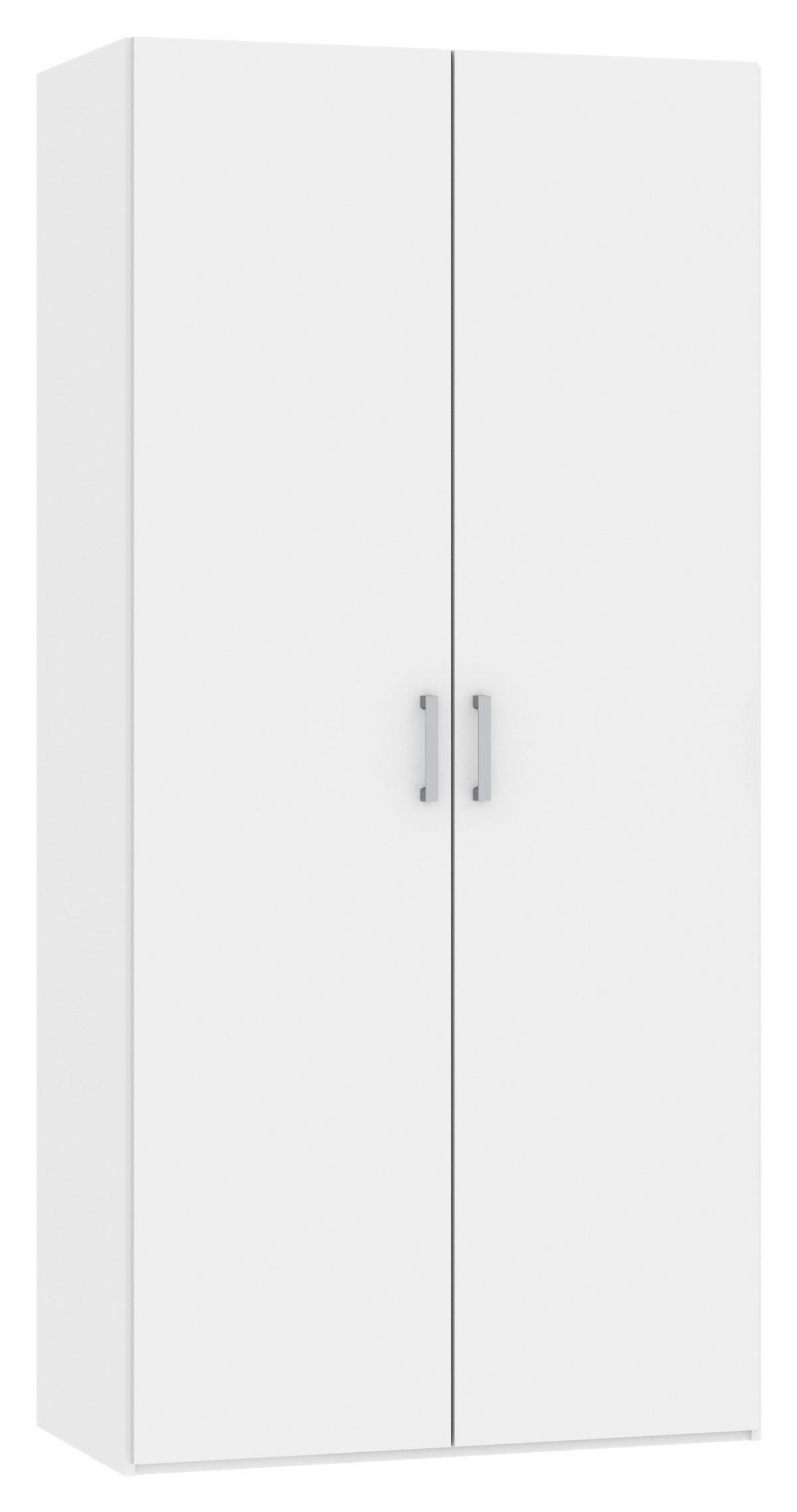 DREHTÜRENSCHRANK  in Weiß  - Chromfarben/Weiß, Design, Holzwerkstoff (102/215/59cm) - Carryhome