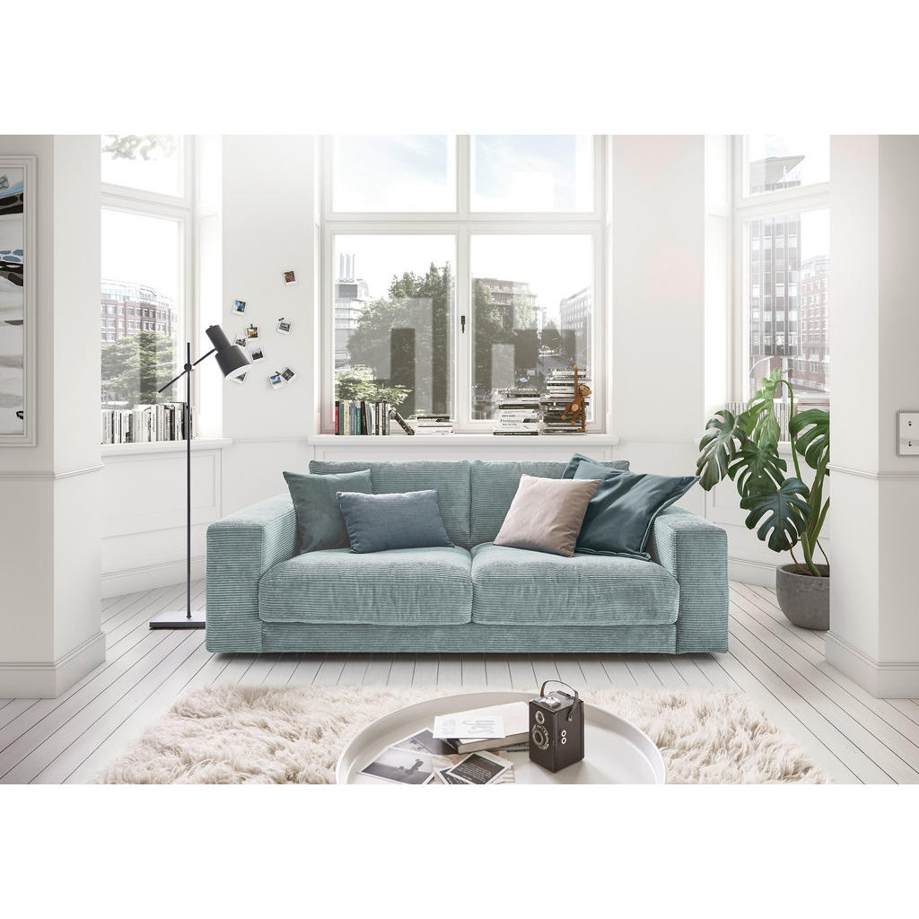 Thumbnail - Hom`in 2-Sitzer-Sofa, Hellblau, Textil, Füllung: Schaumstoff, Federn, 230x85x127 cm, Blauer Engel, Goldenes M, Oeko-Tex®...