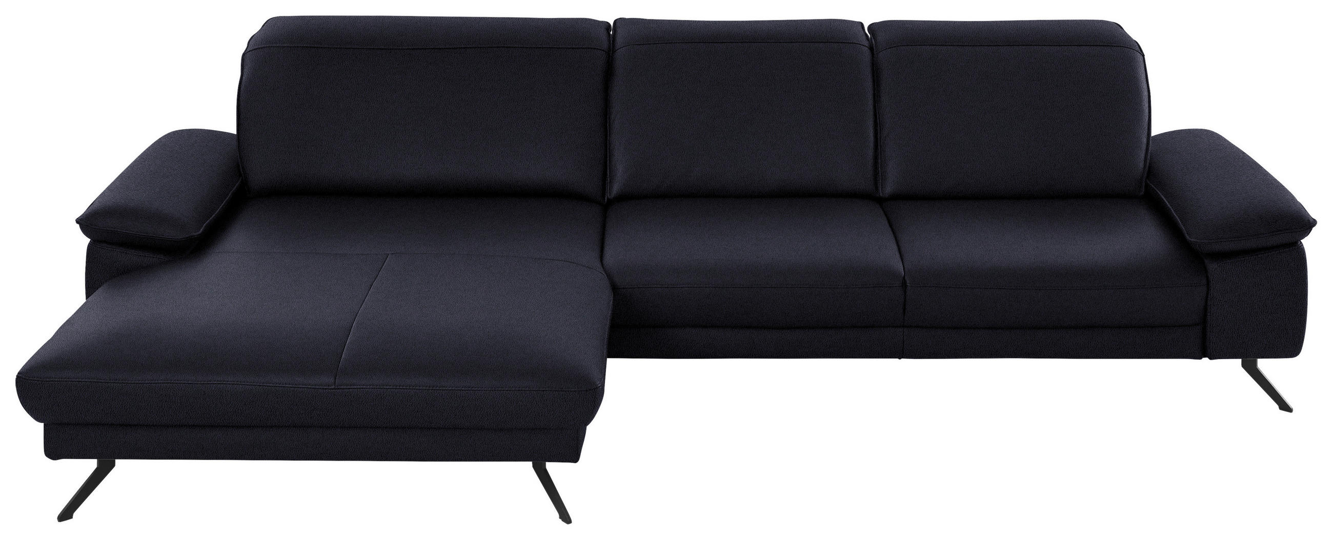ECKSOFA in Echtleder Schwarz  - Schwarz, Design, Leder/Metall (193/328cm) - Dieter Knoll