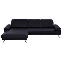 ECKSOFA in Echtleder Schwarz  - Schwarz, Design, Leder/Metall (193/328cm) - Dieter Knoll