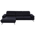 ECKSOFA in Echtleder Schwarz  - Schwarz, Design, Leder/Metall (193/328cm) - Dieter Knoll