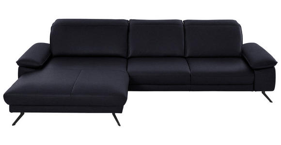 ECKSOFA in Echtleder Schwarz  - Schwarz, Design, Leder/Metall (193/328cm) - Dieter Knoll