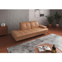 RÉCAMIERE in Vliesstoff Kombination Echtleder/Stoff Cappuccino  - Schwarz/Cappuccino, Konventionell, Leder/Textil (231/90/122cm) - Sit & More