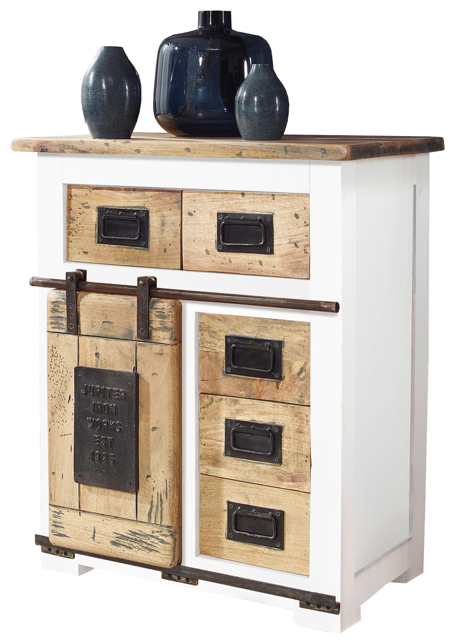 Livetastic Sideboard Braun, Schwarz, Weiß 70x85x45 cm