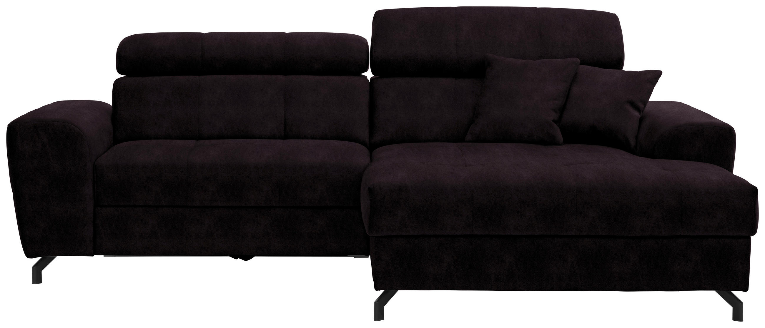 ECKSOFA  in Velours Aubergine  267/181 cm  - Aubergine/Schwarz, Design, Textil/Metall (267/181cm) - Carryhome