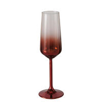 POHÁR NA SEKT - priehľadné/vínovočervená, Basics, sklo (7/7/23cm)