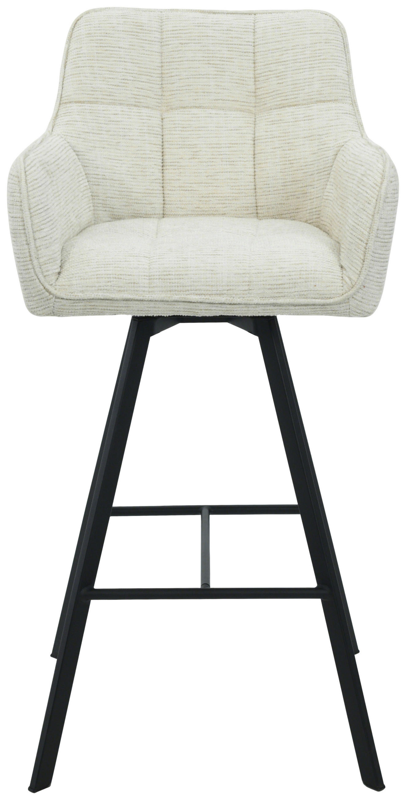 BARHOCKER Struktur Schwarz, Beige Eisen Sitzfläche 180° drehbar, automatische Rückholfunktion  - Beige/Schwarz, Design, Textil/Metall (55/108/58,5cm) - Carryhome