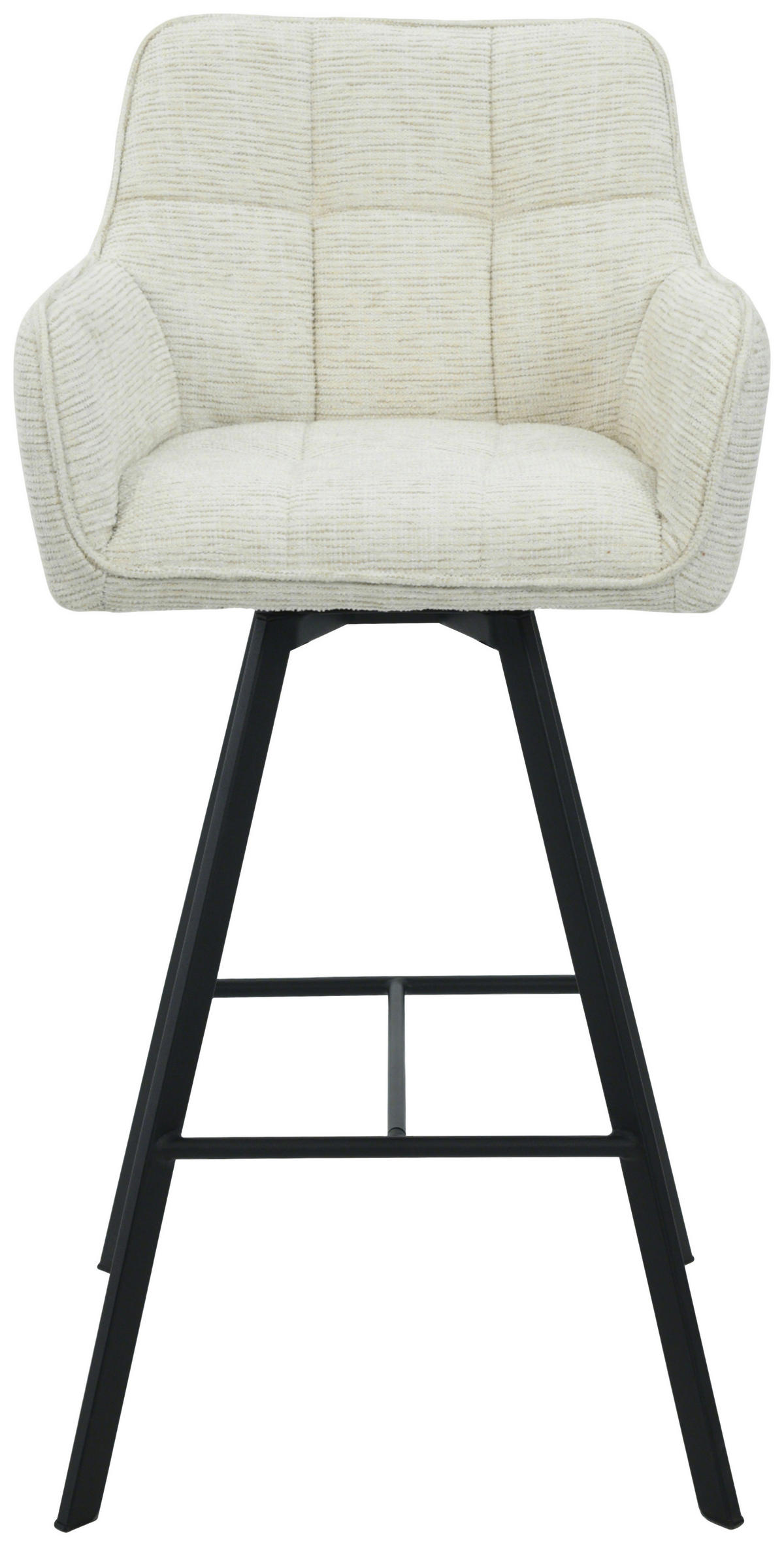 BARHOCKER Struktur Schwarz, Beige Eisen Sitzfläche 180° drehbar, automatische Rückholfunktion  - Beige/Schwarz, Design, Textil/Metall (55/108/58,5cm) - Carryhome