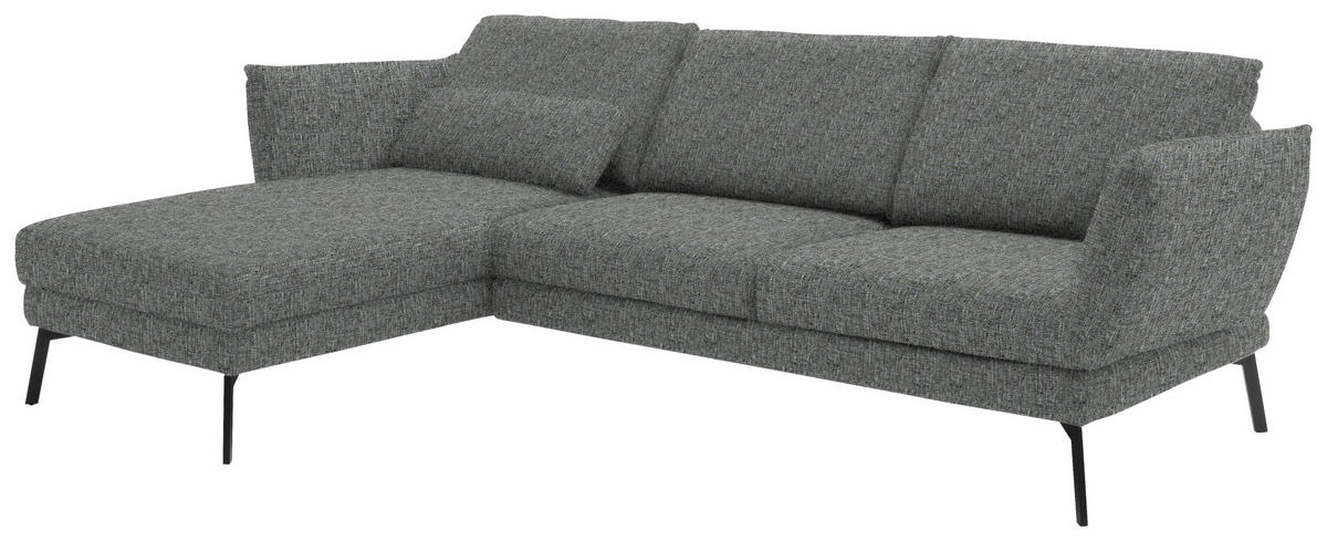 ECKSOFA in Flachgewebe Grau  175/277 cm  - Schwarz/Grau, Design, Textil/Metall (175/277cm) - Schöner Wohnen