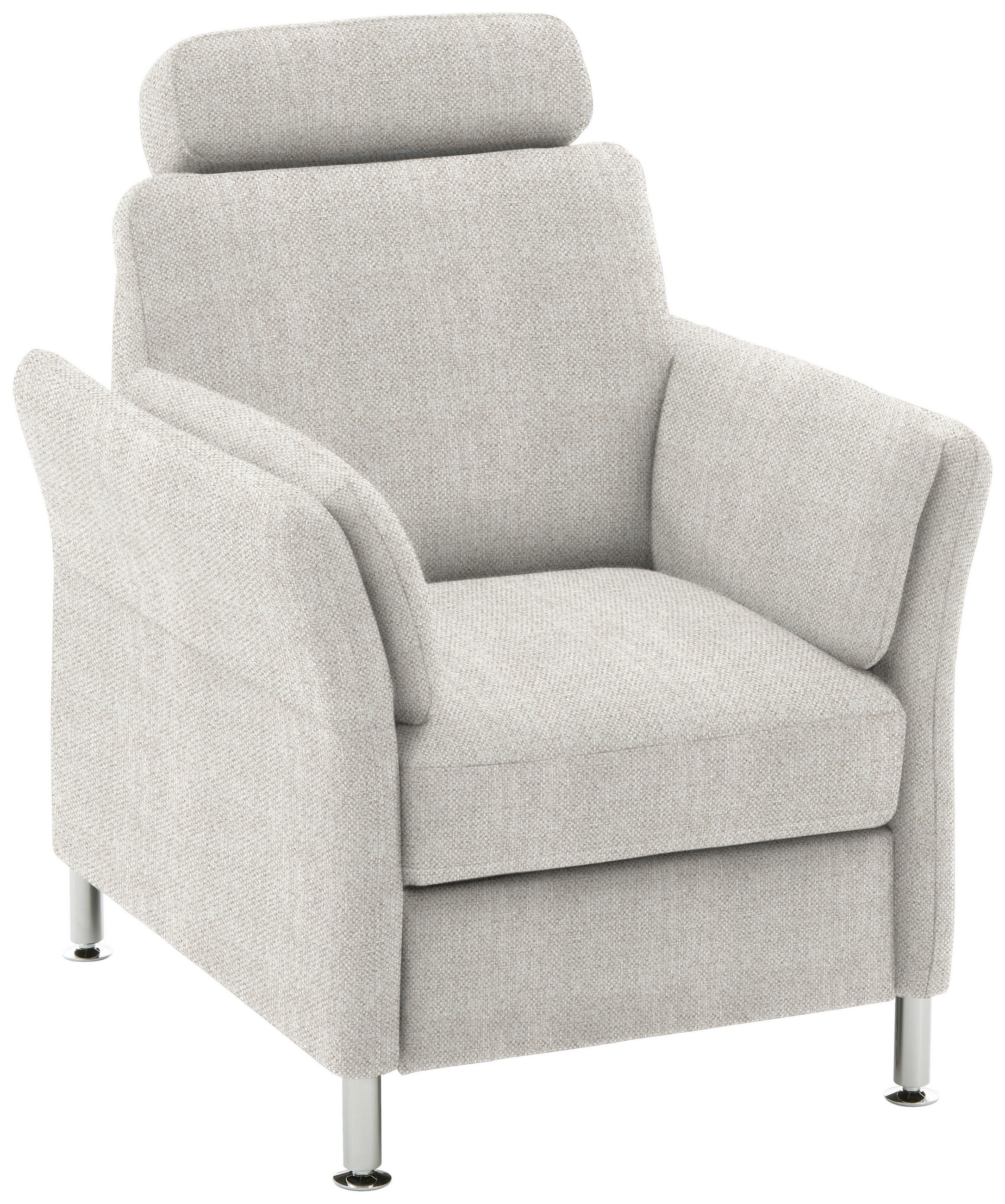 SESSEL in Flachgewebe Hellgrau  - Chromfarben/Hellgrau, Konventionell, Textil/Metall (86/87/93cm) - Voleo