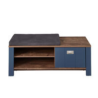 GARDEROBENBANK  in 130/52/38 cm  - Blau/Eichefarben, LIFESTYLE, Holzwerkstoff/Metall (130/52/38cm) - MID.YOU