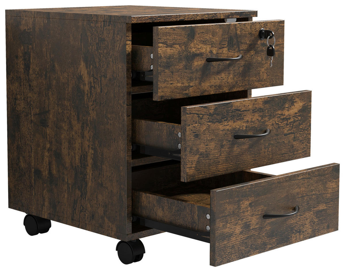 ROLLCONTAINER 40/54/44 cm  - Eiche dunkel/Schwarz, Design, Holzwerkstoff/Kunststoff (40/54/44cm) - MID.YOU