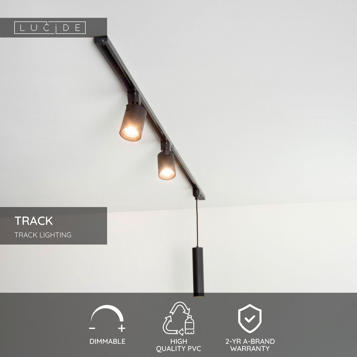 SCHIENENSYSTEM Track 17.9/10.7/1.8 cm   - Schwarz, Basics, Kunststoff (17.9/10.7/1.8cm) - Lucide