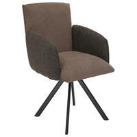 ARMLEHNSTUHL  in Webstoff, Mikrofaser  - Schwarz/Braun, Design, Textil/Metall (60/96/61cm) - Linea Natura