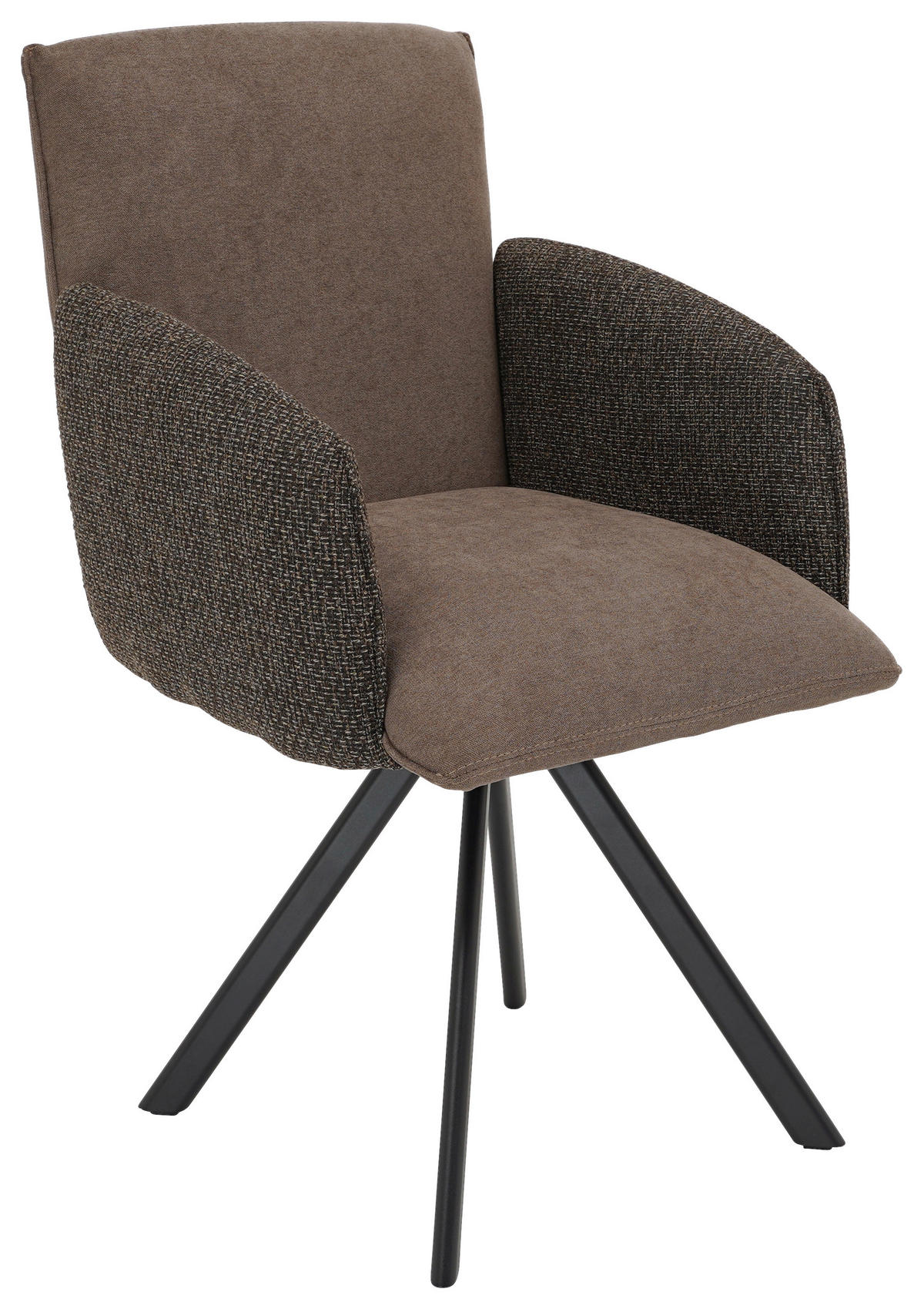ARMLEHNSTUHL  in Webstoff, Mikrofaser  - Schwarz/Braun, Design, Textil/Metall (60/96/61cm) - Linea Natura