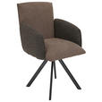 ARMLEHNSTUHL   Webstoff, Mikrofaser  - Schwarz/Braun, Design, Textil/Metall (60/96/61cm) - Linea Natura