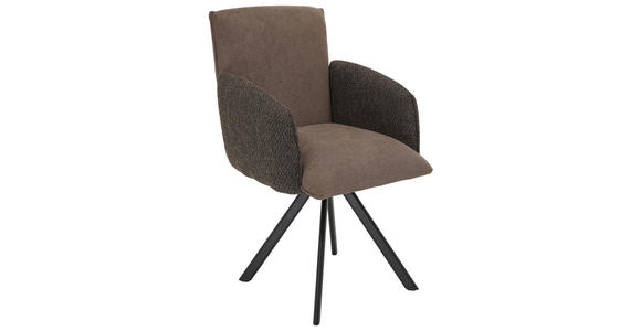 ARMLEHNSTUHL   Webstoff, Mikrofaser  - Schwarz/Braun, Design, Textil/Metall (60/96/61cm) - Linea Natura