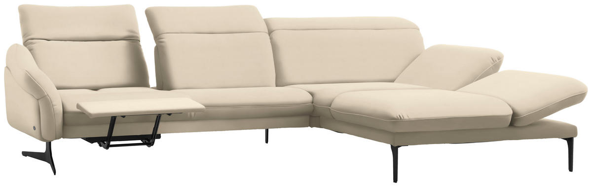 ECKSOFA in Echtleder Creme  - Anthrazit/Creme, Design, Leder/Metall (299/203cm) - Himolla