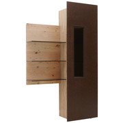 Vitrine in furniert, mehrschichtige Massivholzplatte (Tischlerplatte) Wildeiche Braun, Eichefarben - Eichefarben/Braun, Natur, Glas/Holz (120/202/42,2cm) - Voglauer