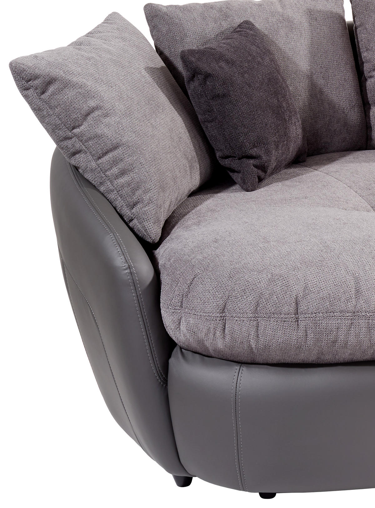 MEGASOFA in Lederlook, Mikrofaser Grau  - Schwarz/Grau, Lifestyle, Textil (238/80/140cm) - MID.YOU
