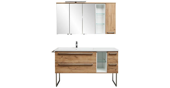 BADEZIMMER in 145 cm - Eichefarben/Weiß, Basics, Glas/Holzwerkstoff (145cm) - Dieter Knoll