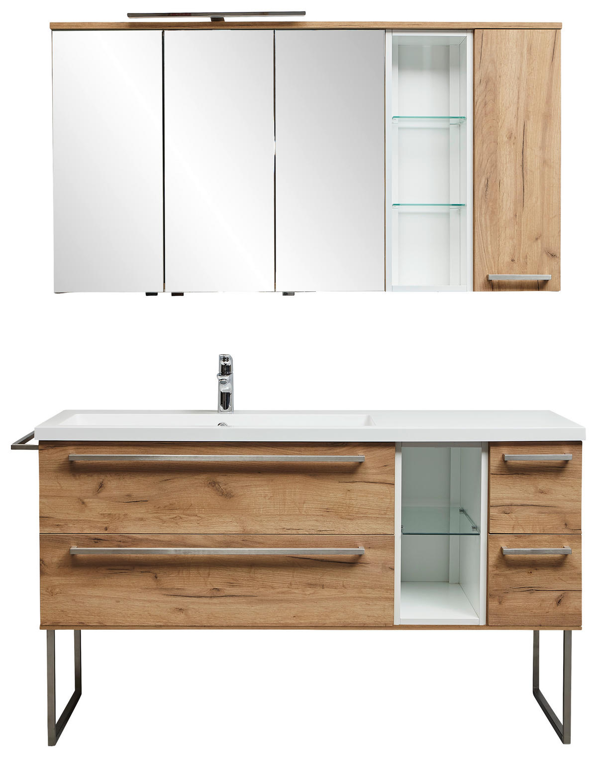 BADEZIMMER  in 145 cm  - Eichefarben/Weiß, Basics, Glas/Holzwerkstoff (145cm) - Dieter Knoll