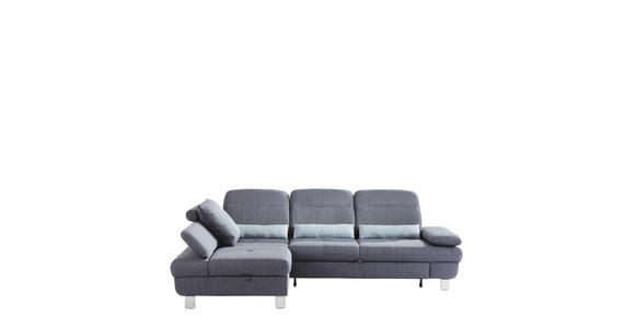 Wohnlandschaft inkl.Funktionen Grau, Hellblau Webstoff - Alufarben/Grau, KONVENTIONELL, Textil/Metall (216/286cm) - Cantus