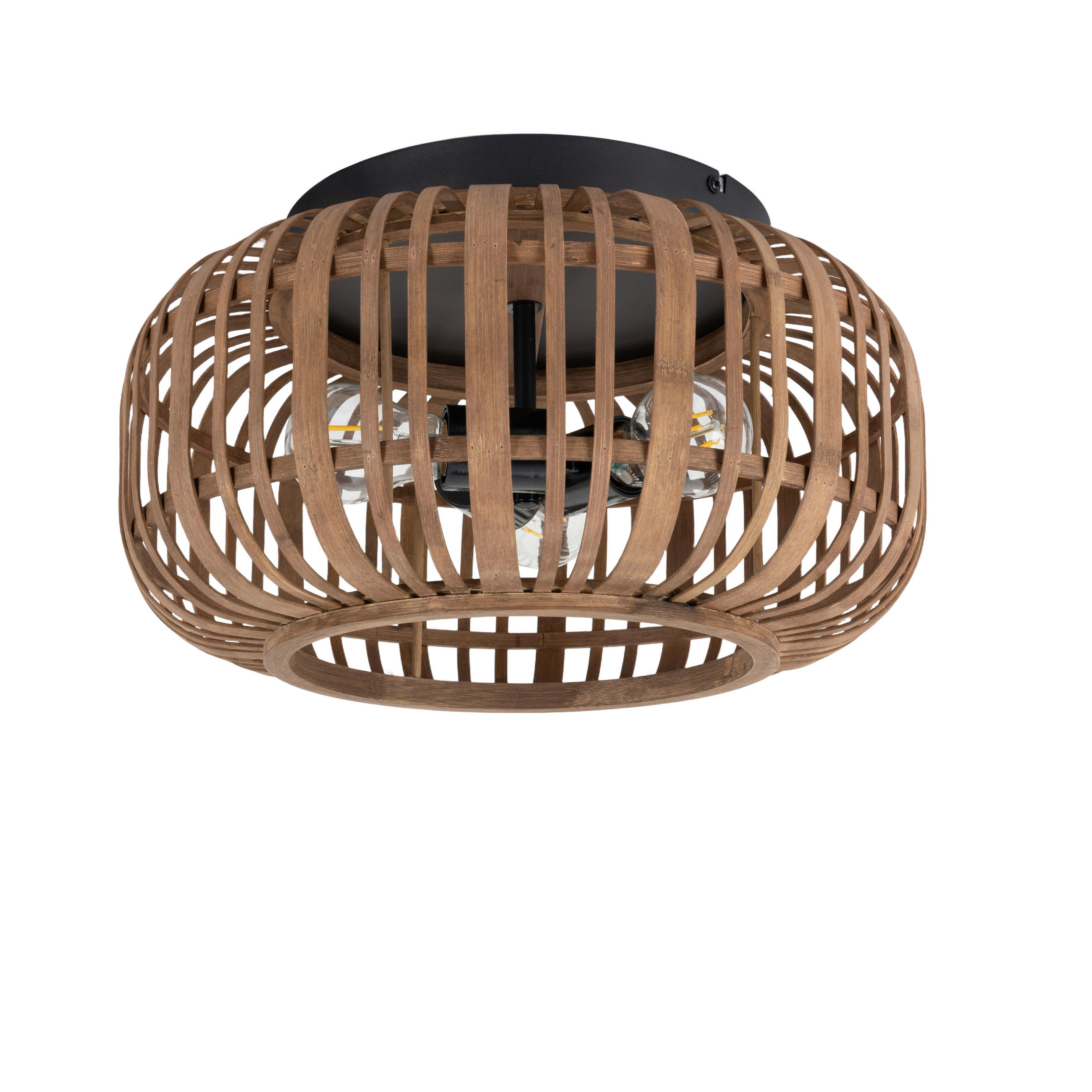 DECKENLEUCHTE Vinkovci 40/22,5 cm  - Schwarz/Naturfarben, Natur, Naturmaterialien/Metall (40/22,5cm) - Marama