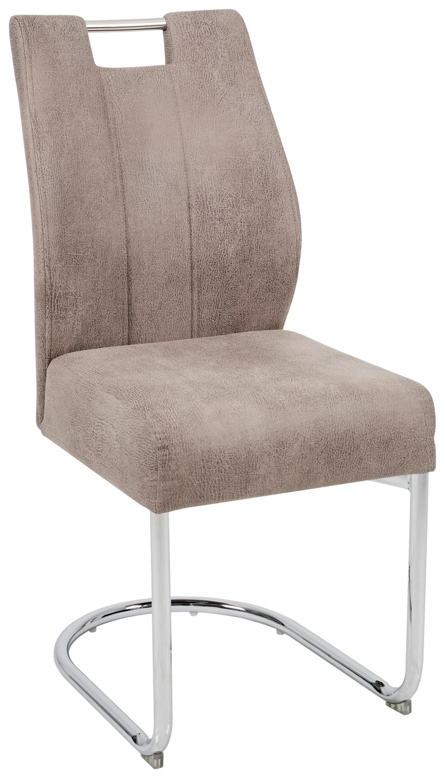 SCHWINGSTUHL in Eisen Mikrofaser - Chromfarben/Braun, Design, Textil/Metall (44/96/59cm) - Hom`in
